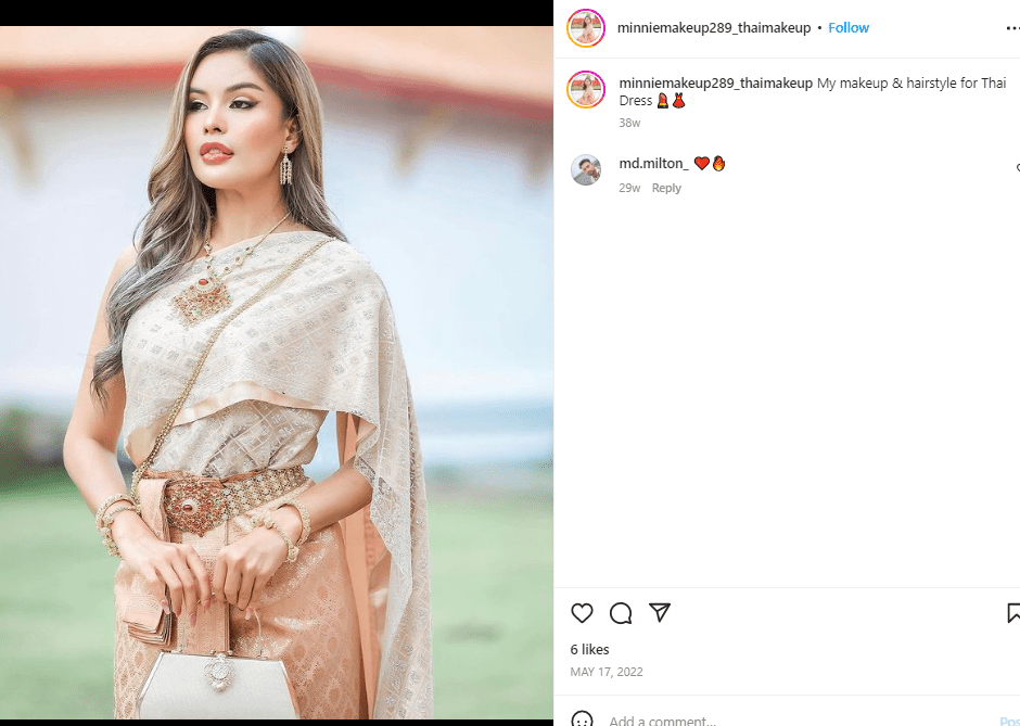建议大家可预先预留对方的档期才约上Sense of Thai 租借泰服，并且在拍摄日前可给发型和美妆师自己喜欢的风格图作参考。 instagram@minniemakeup289_thaimakeup